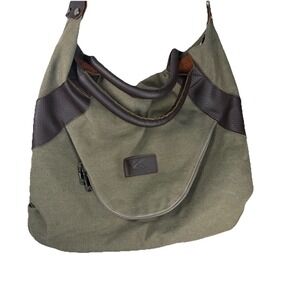 K2 Classic Fashion Tan Canvas Brown Faux Leather Accents Crossbody Messenger Bag
